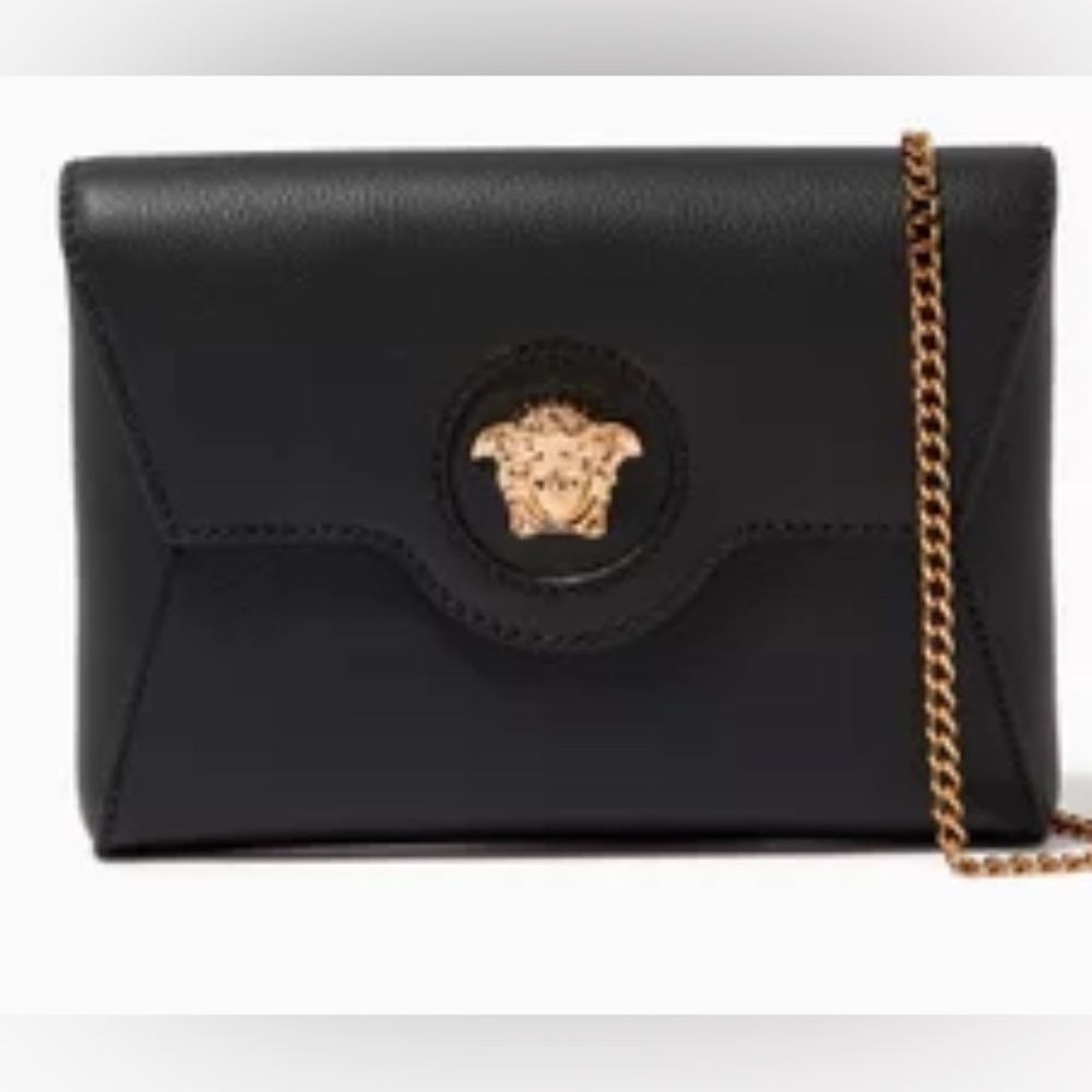 !!NWT!! Versace La Medusa Black Leather with Gold Hardware Crossbody/Clutch